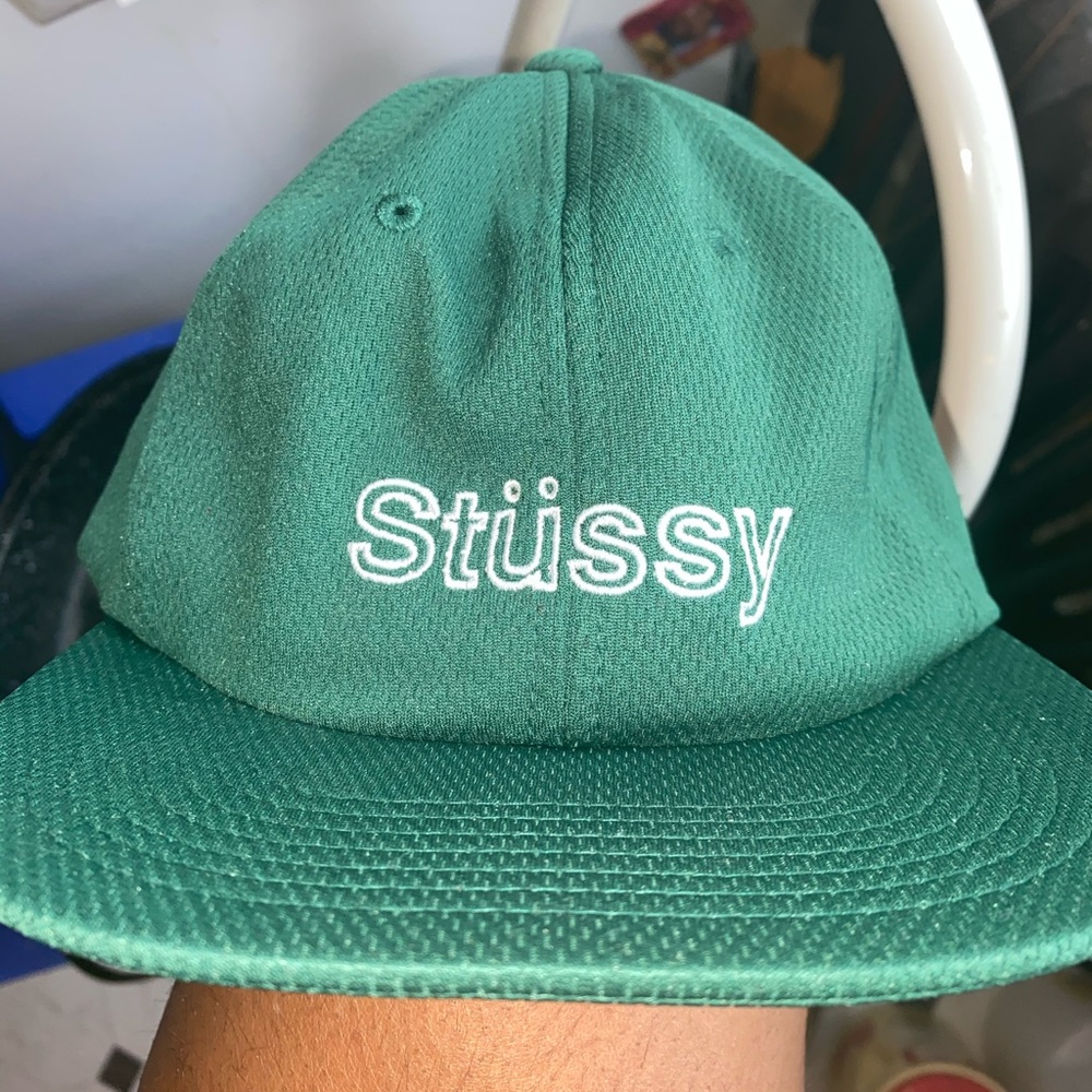 Green Mesh Stussy Snapback Hat